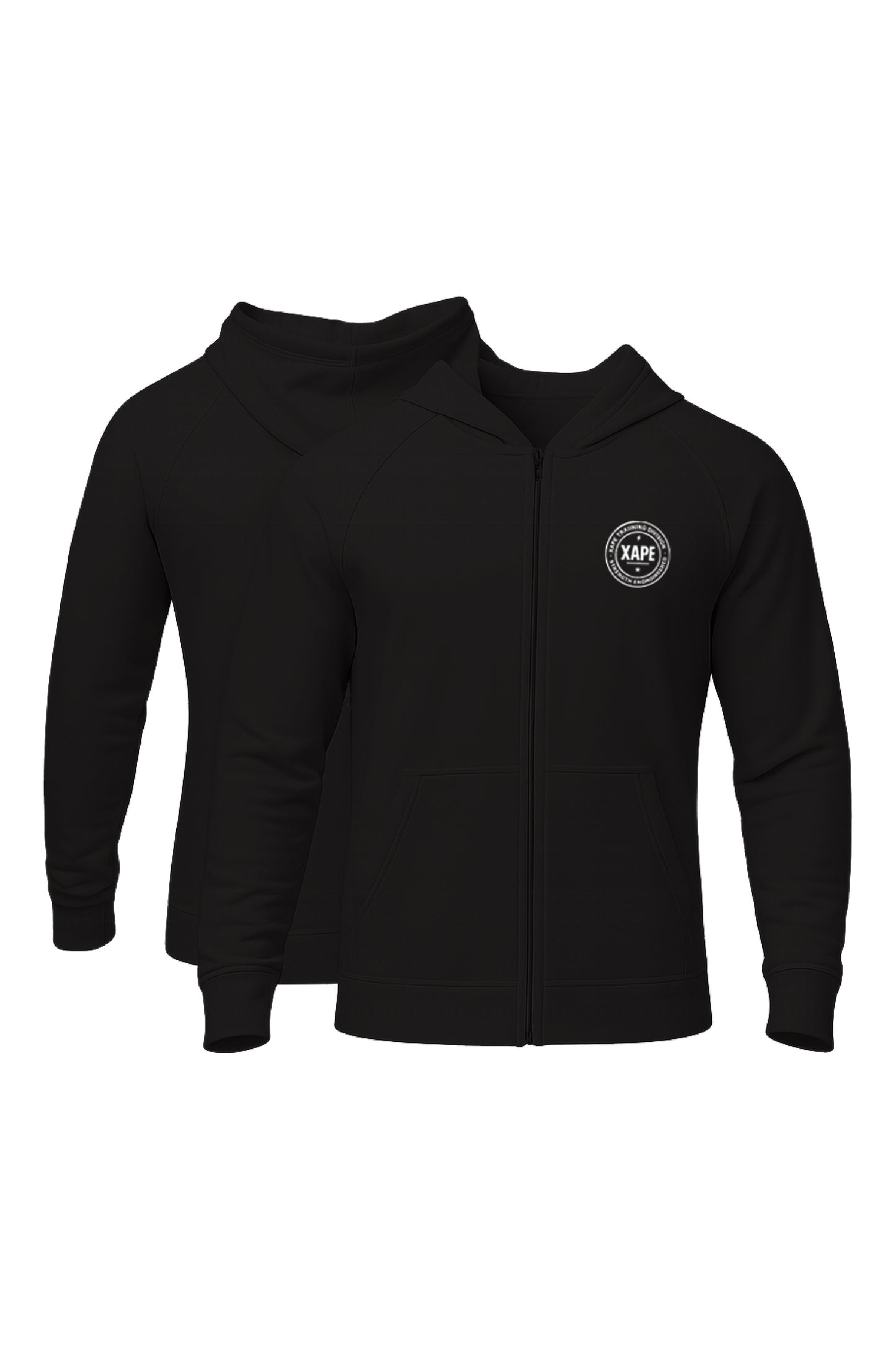 XAPE Classic Badge Logo Oversized Zip Hoodie - Black