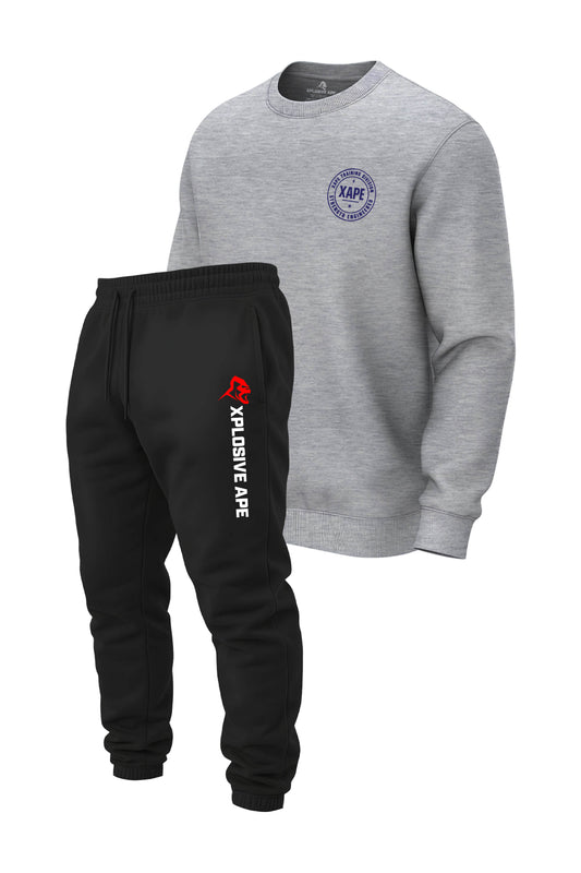 XAPE Badge Logo V2 Sweatshirt & Originals V2 Joggers Combo - Sports Grey/Black