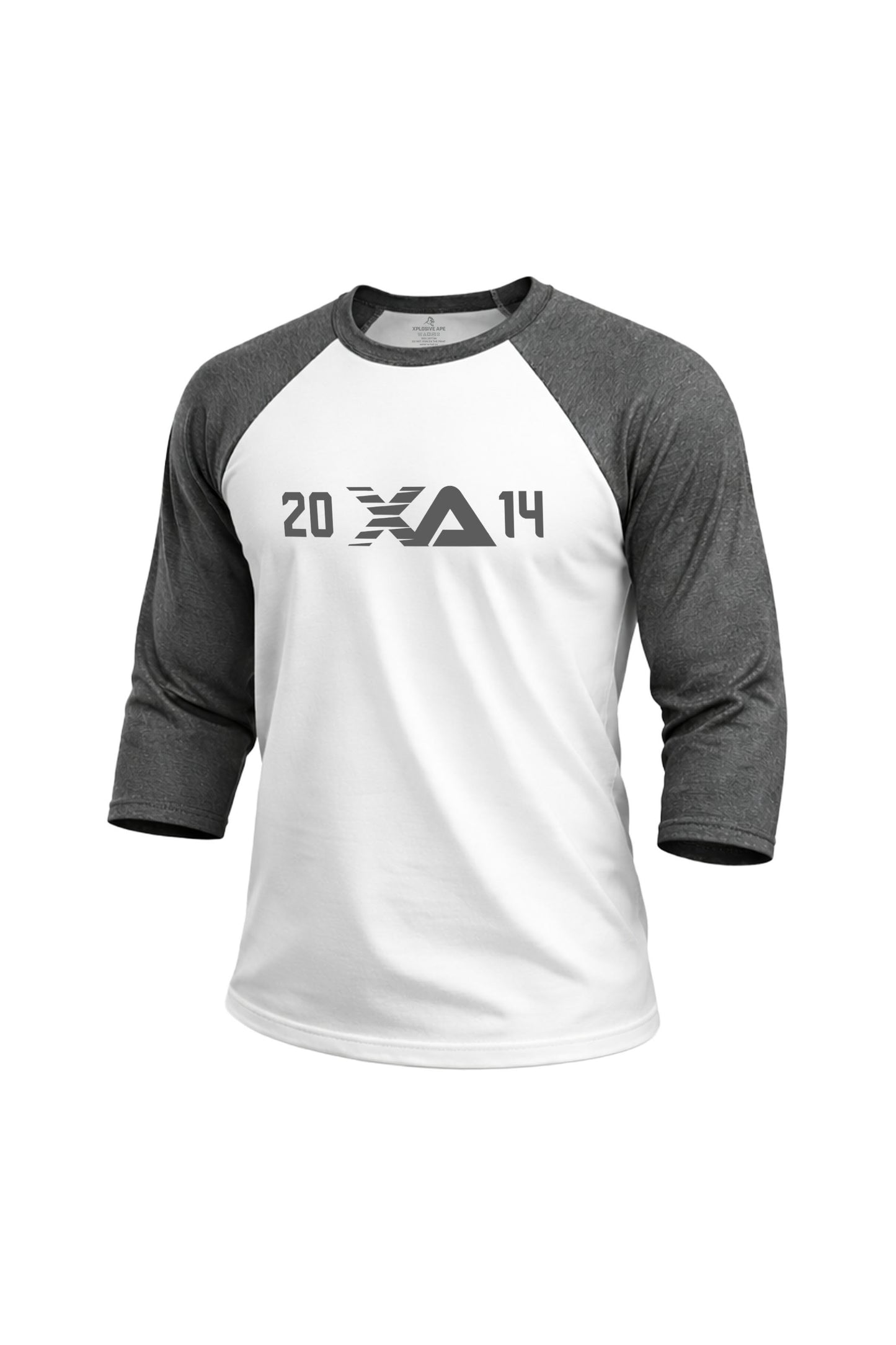 XAPE Blockline Raglan 3/4 Sleeve Tee - White/Dark Heather