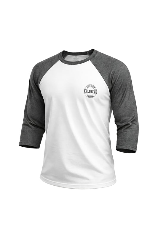 XAPE Varsity Prime Raglan 3/4 Sleeve Tee - White/Dark Heather