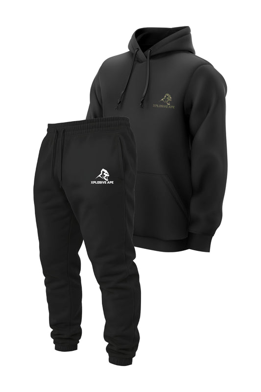 XAPE Essential Camo String Hoodie & Prime Joggers Combo - Black