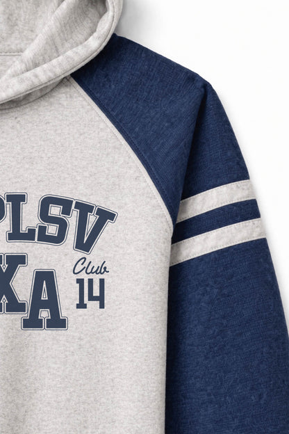 XAPE Speed Camp Raglan Hoodie - Oatmeal Heather/Indigo