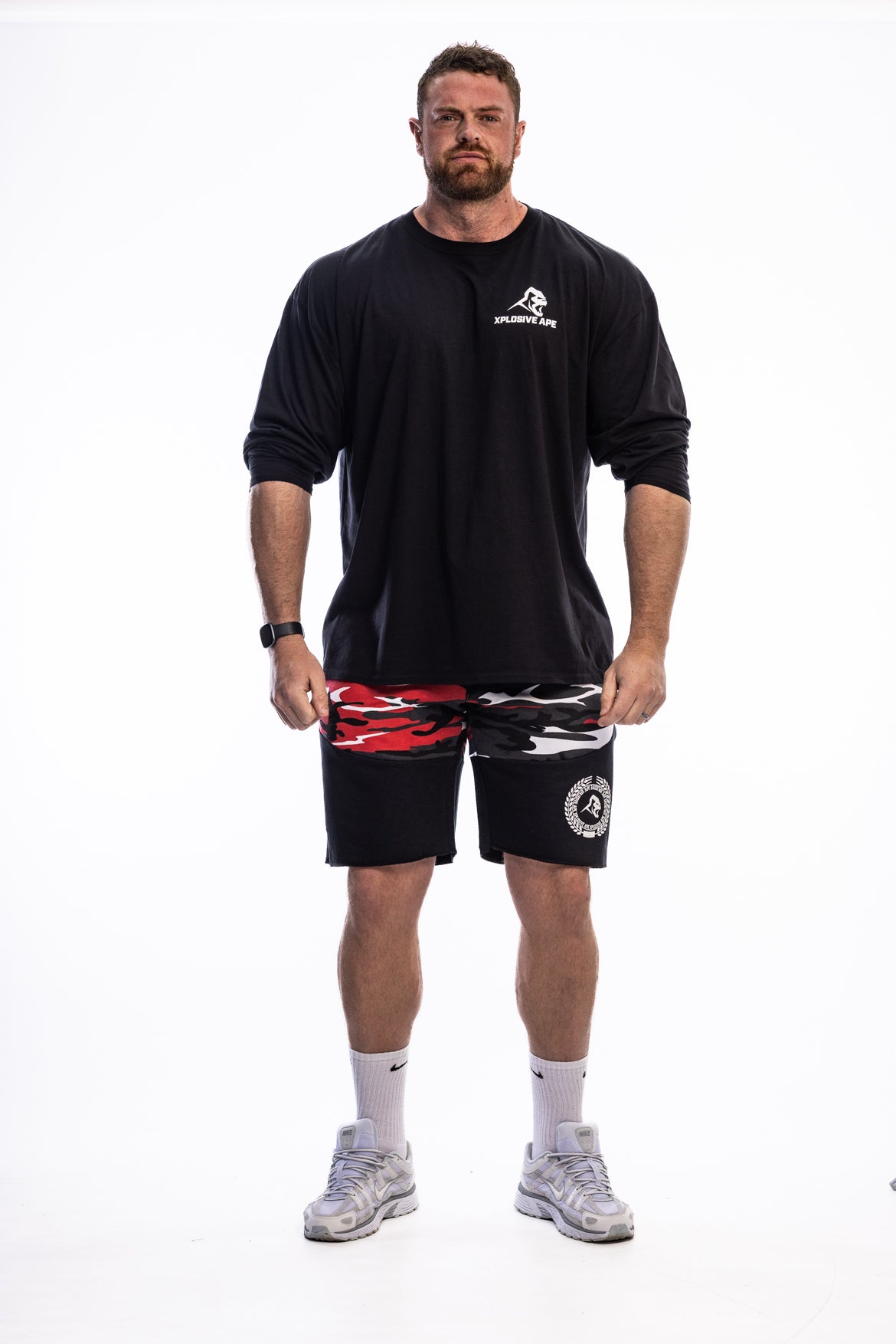XAPE Century Camo Rag Shorts - Red