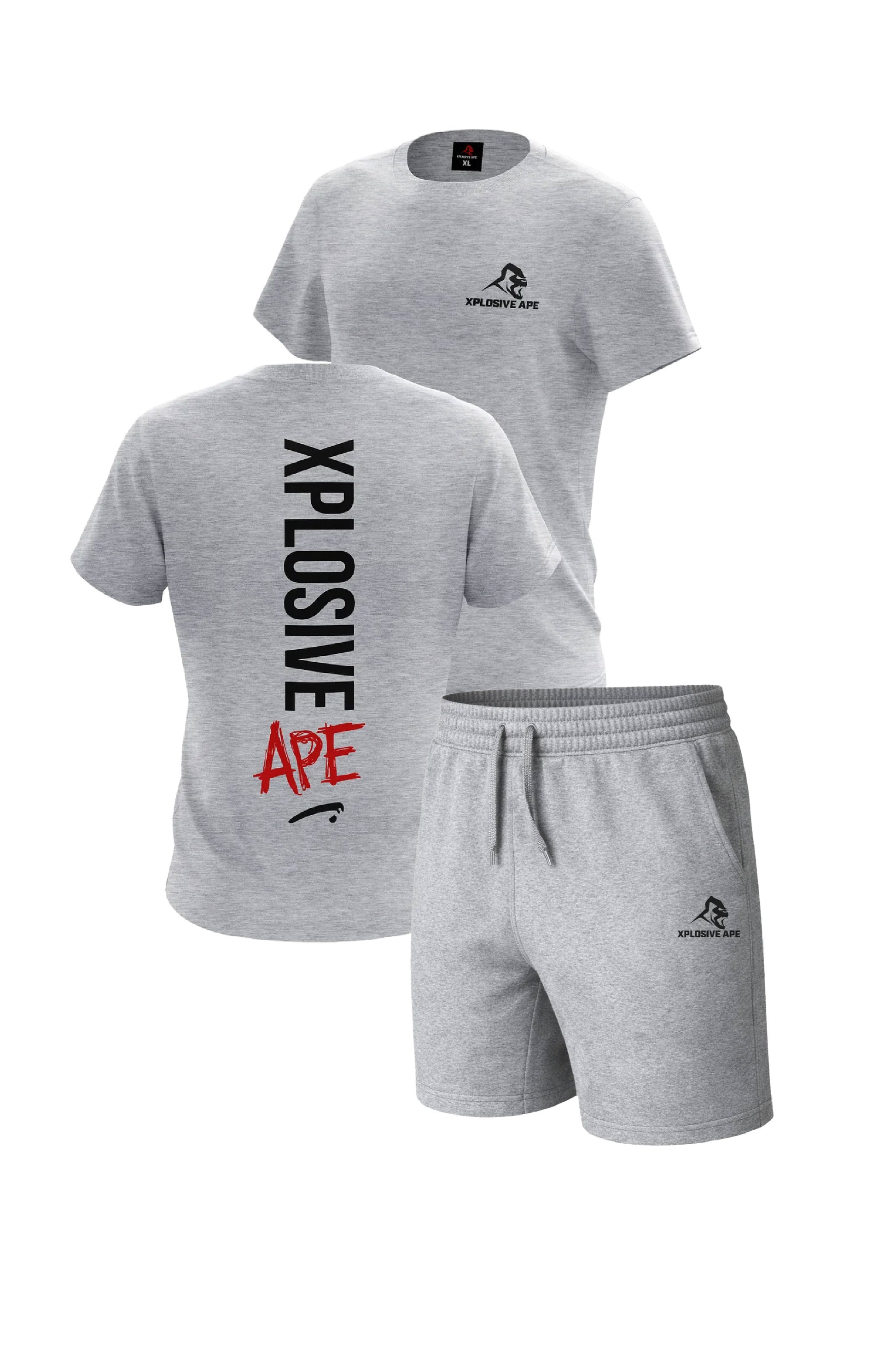 XAPE Graffiti Tee & Prime Oversized Shorts Combo - Sports Grey