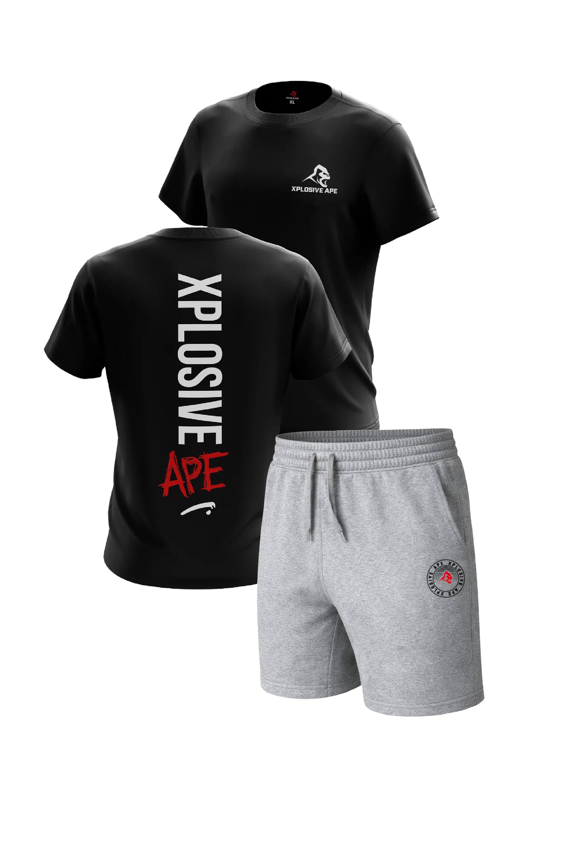 XAPE Graffiti Tee & Venus Oversized Shorts Combo - Black/Ash Grey