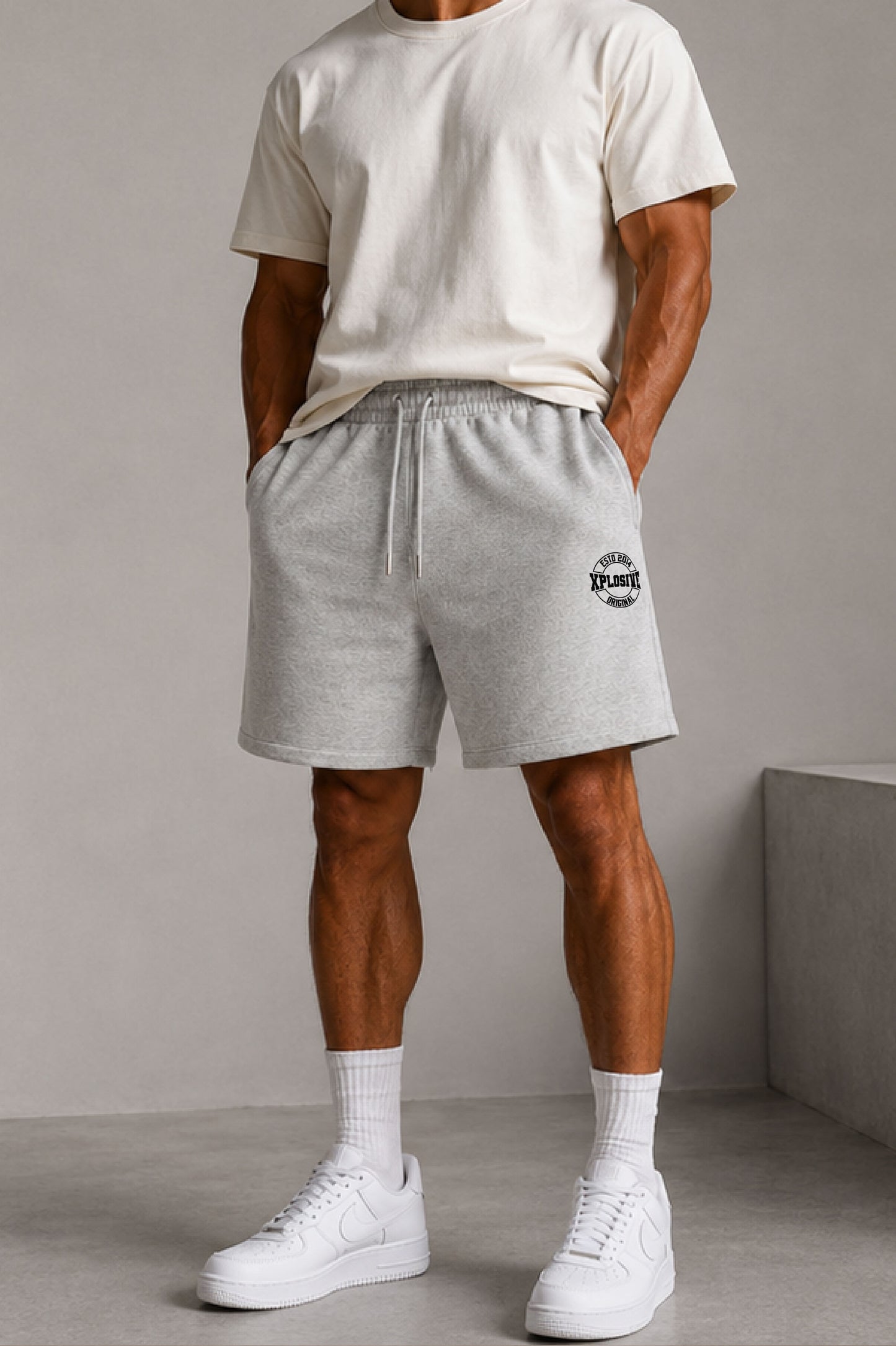 XAPE Varsity Oversized Shorts - Ash Grey