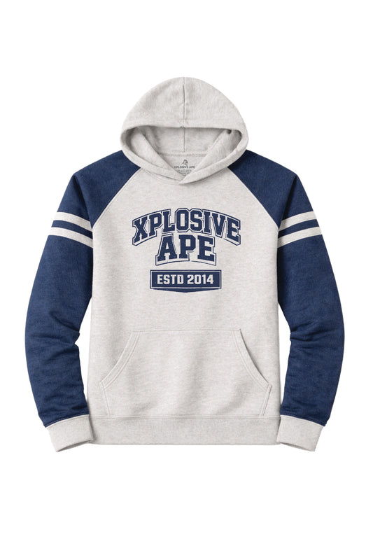 XAPE Classic Block Raglan Hoodie - Oatmeal Heather/Indigo