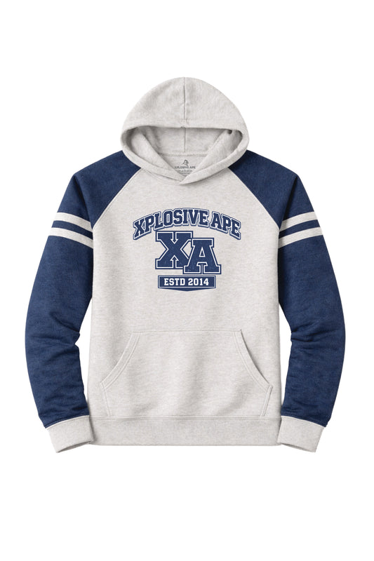 XAPE Monogram Raglan Hoodie - Oatmeal Heather/Indigo