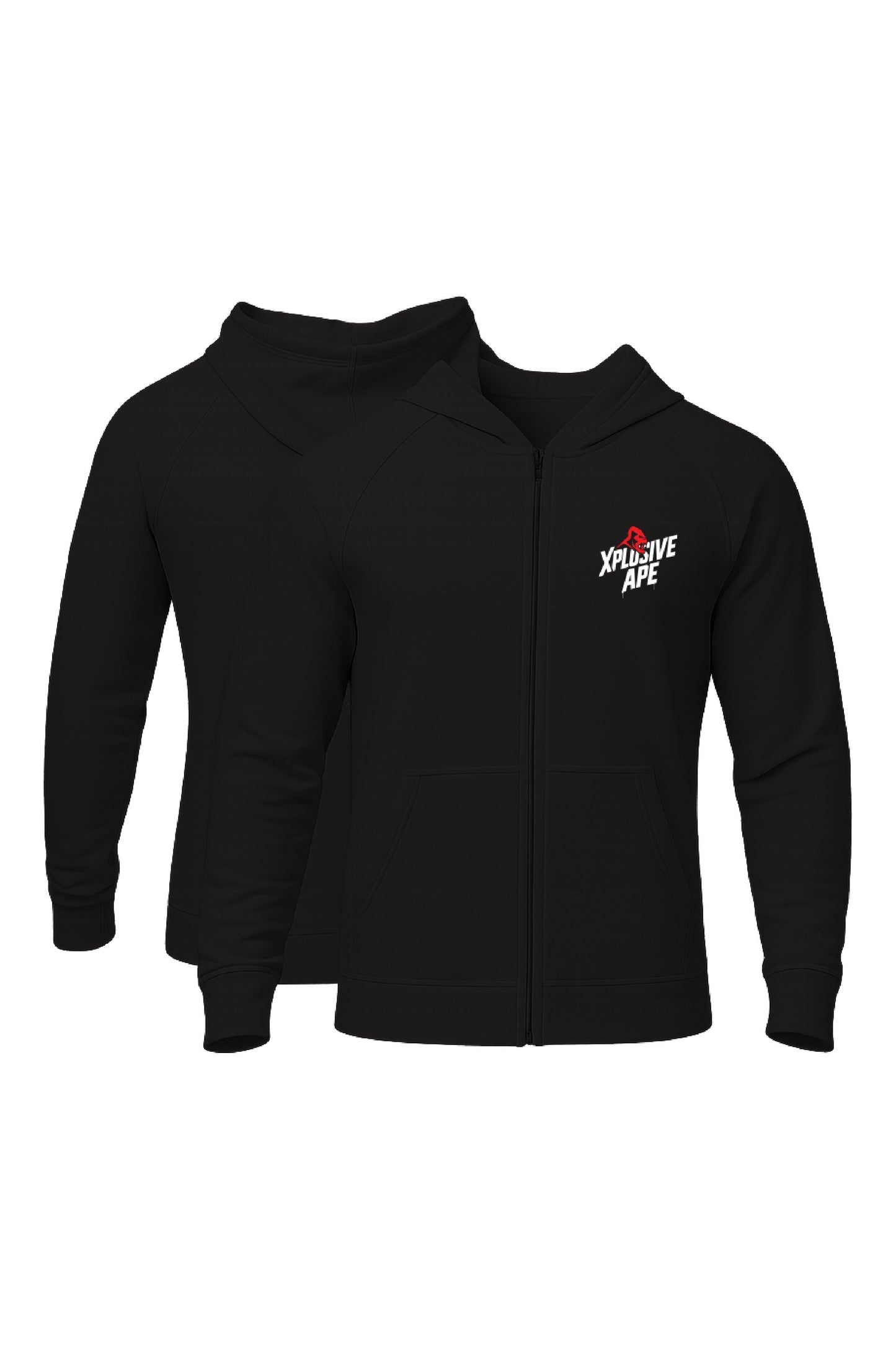 XAPE Classic Stencil Logo Oversized Zip Hoodie - Black