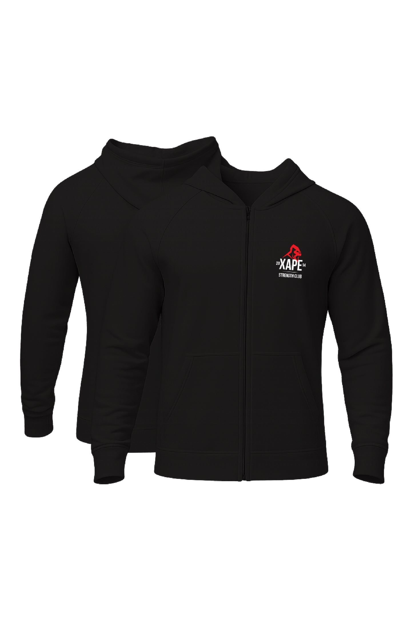 XAPE Classic Strength Logo Oversized Zip Hoodie - Black